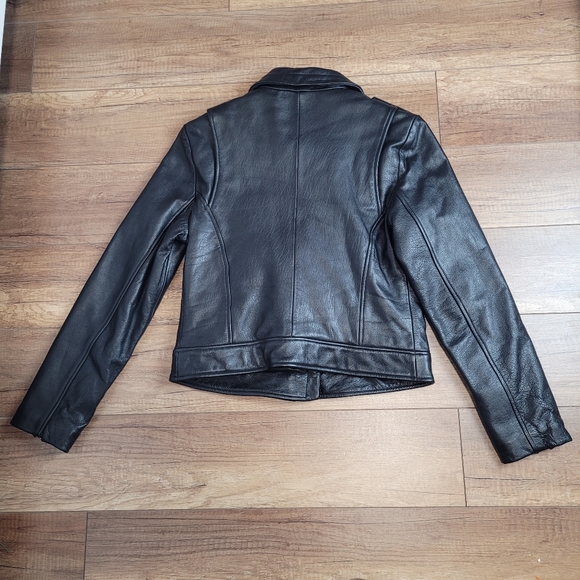 Vintage Wilsons leather womens Black leather biker jacket asymmetrical zip M - Picture 5 of 16